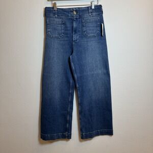 Maeve by Anthropologie The Colette Wide Leg Crop Jeans Size 29 Medium Wash Denim